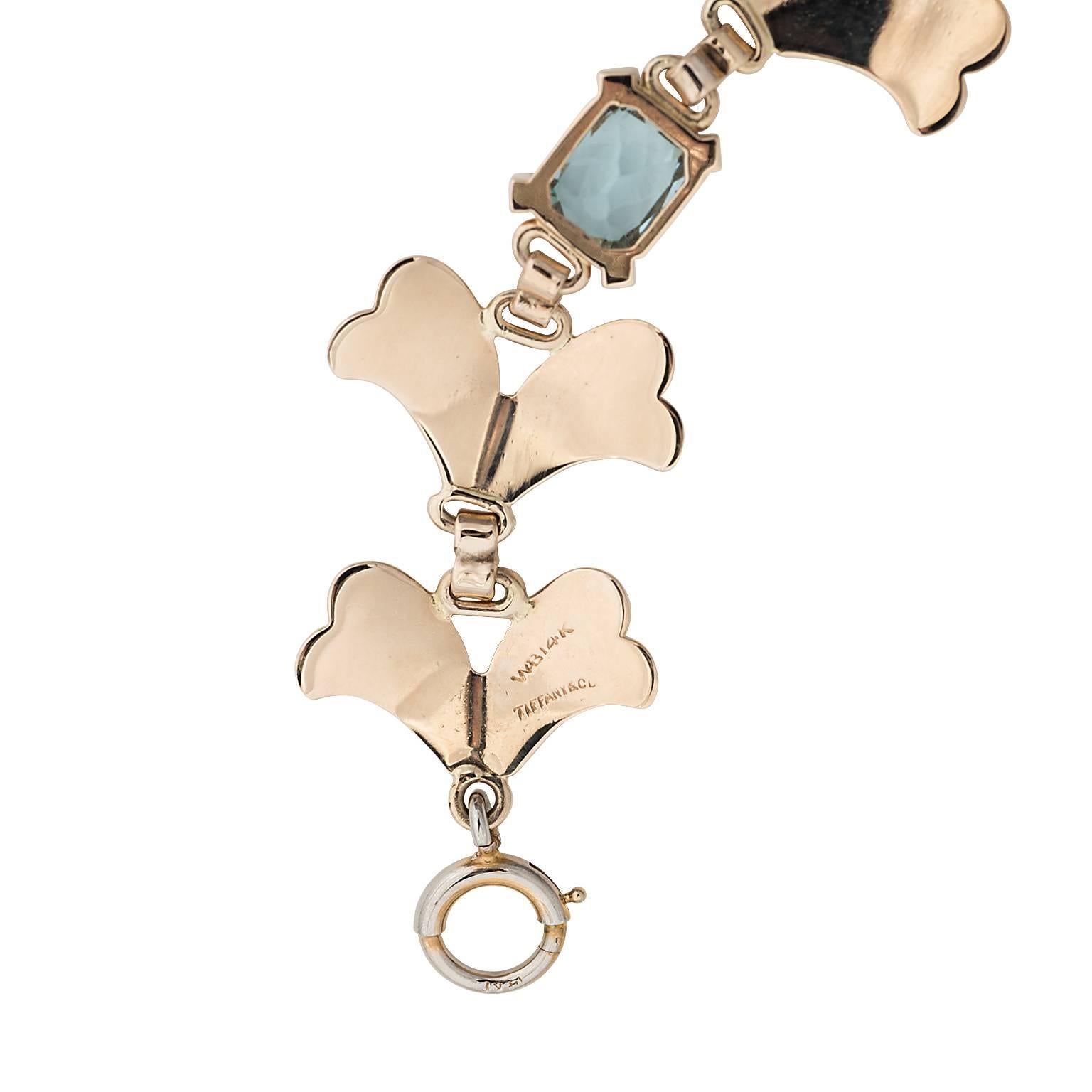 Retro Tiffany & Co. Aquamarine and Rose Gold Bracelet In Excellent Condition In Chevy Chase, MD