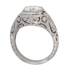 1.99 Carat Round Transitional Cut Diamond Platinum Ring