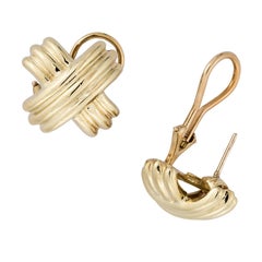 Tiffany & Co. Vintage Yellow Gold Domed "X" Earrings