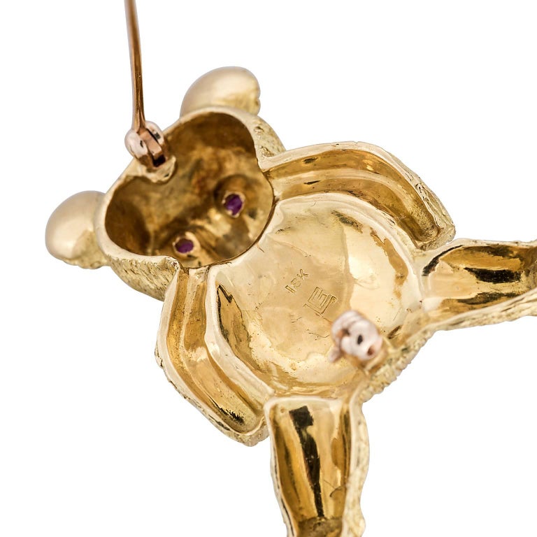 Lederman Yellow Gold Teddy Bear Brooch For Sale at 1stDibs