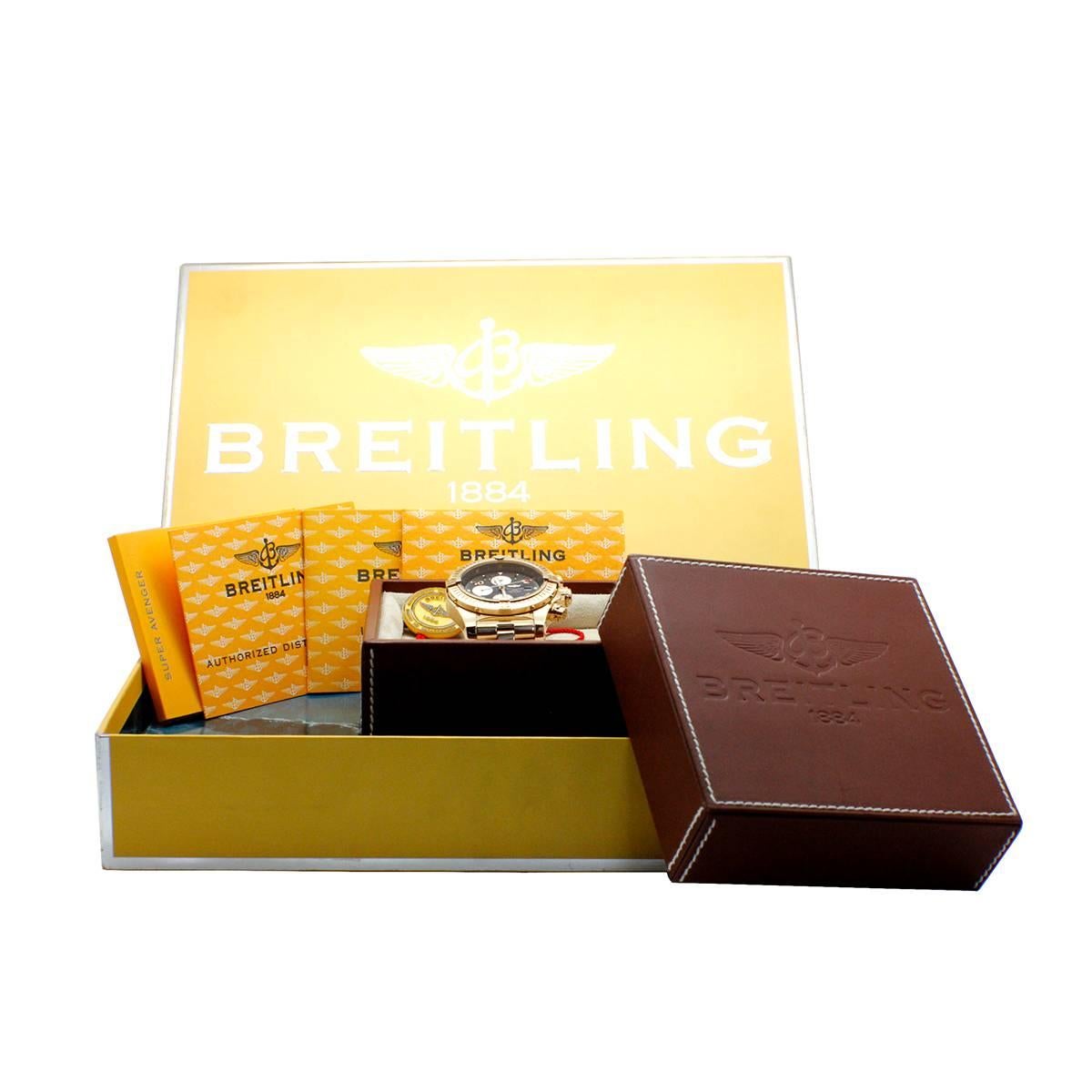 Breitling Yellow Gold Super Avenger Ltd Ed Automatic Wristwatch Ref K13370 In Excellent Condition In Scottsdale, AZ