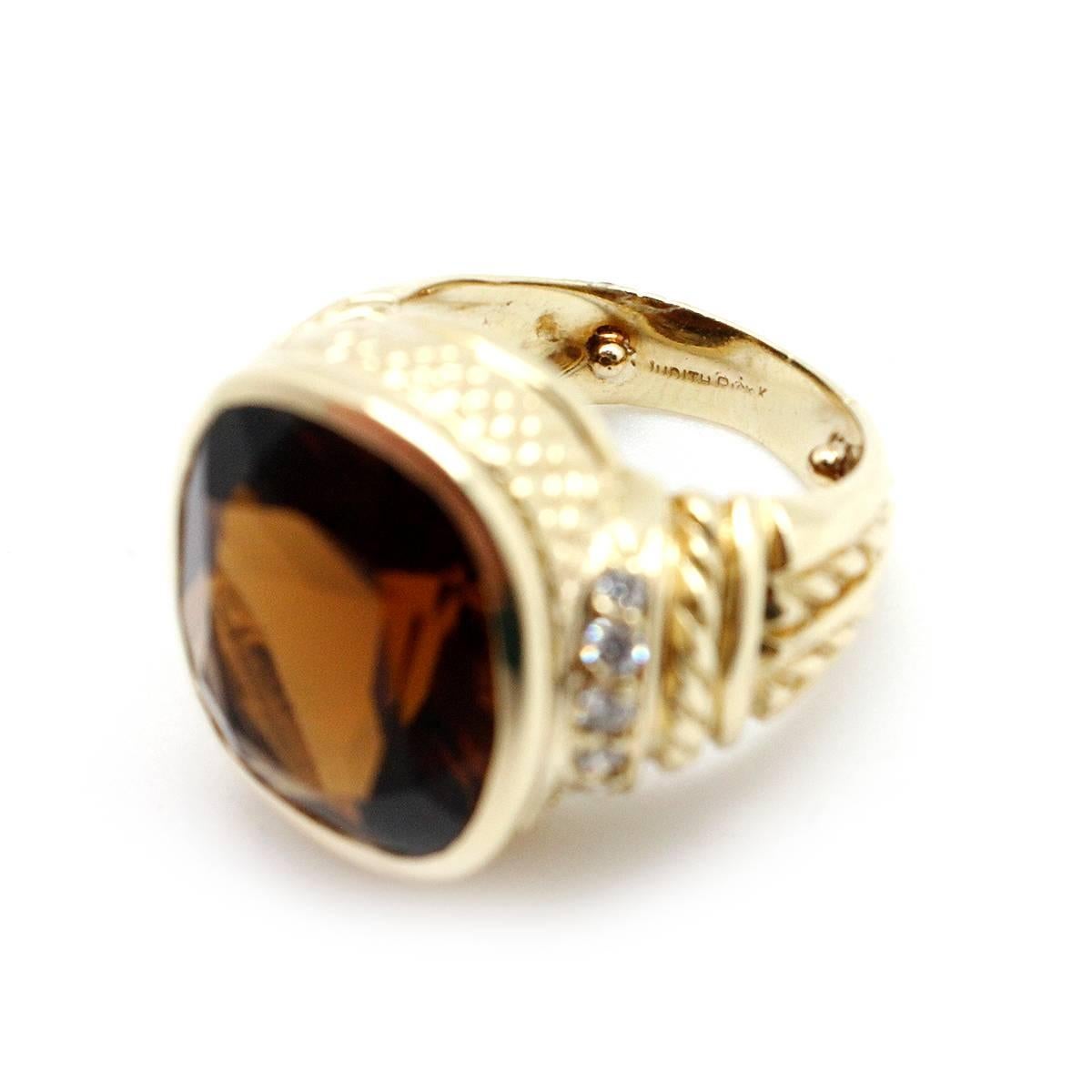 Women's Judith Ripka Sunstone Diamond Gold Ring For Sale