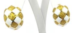 David Webb Gorgeous Enamel Gold Clip On Earrings
