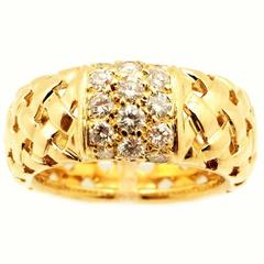 Tiffany & Co. Signature Vannerie Collection Diamond & 18kt Gold Band Ring