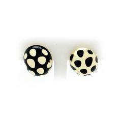 Tiffany & Co Positive Negative Black Jade Gold Polka Dot Earrings