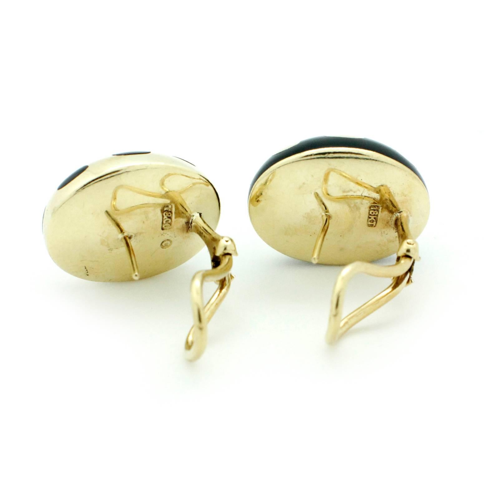 Women's Tiffany & Co Positive Negative Black Jade Gold Polka Dot Earrings For Sale