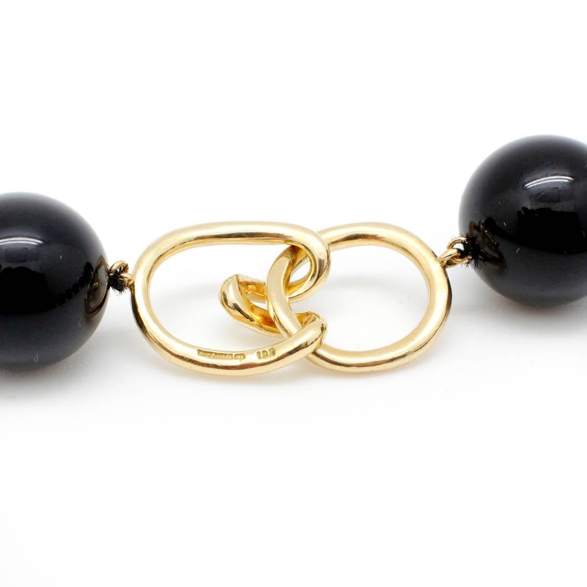 Tiffany & Co. Black Onyx Gold Necklace In Excellent Condition In Scottsdale, AZ