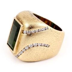 Gauthier Green Tourmaline Diamond Gold Ring