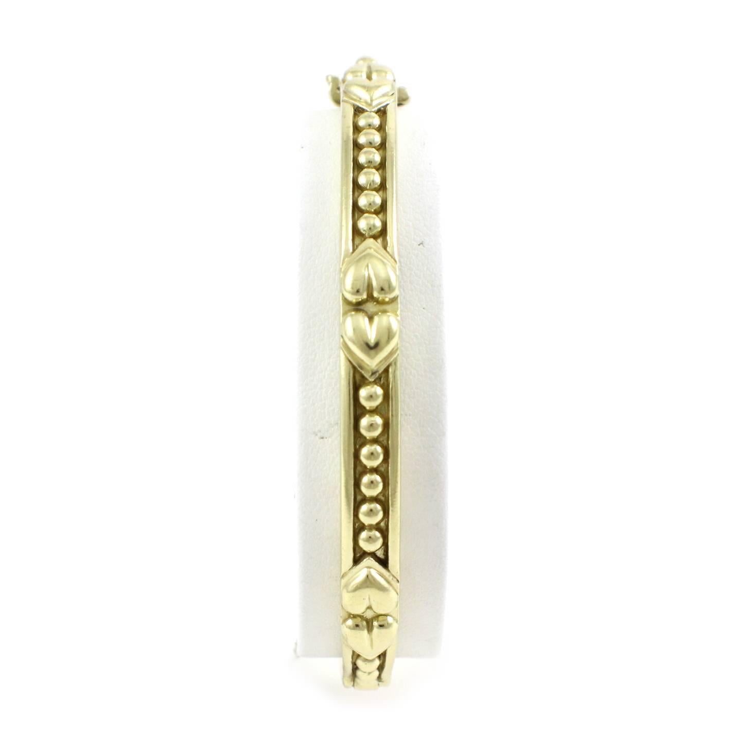 Judith Ripka Gold Heart Bangle Bracelet In Excellent Condition For Sale In Scottsdale, AZ