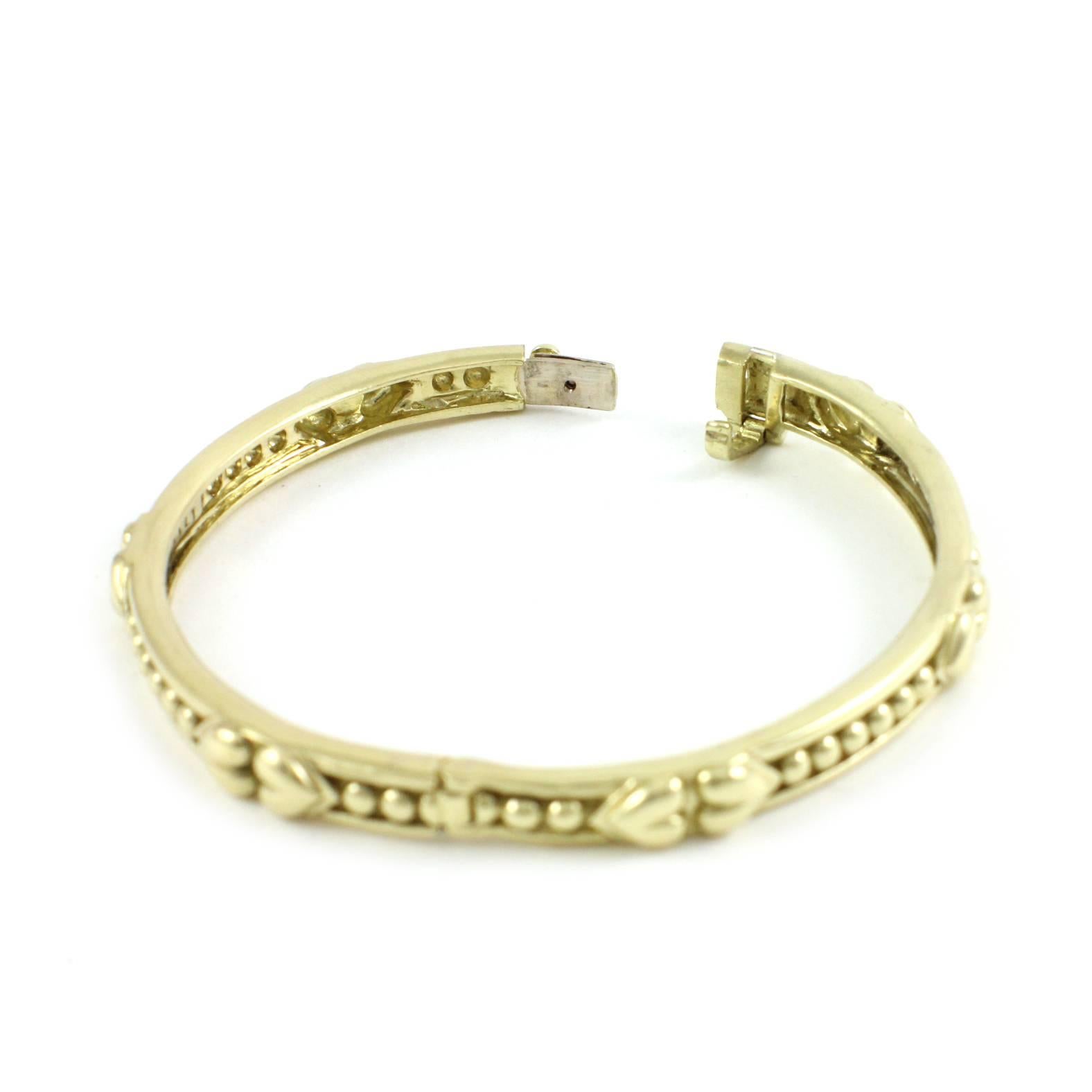 Judith Ripka Gold Heart Bangle Bracelet For Sale 1