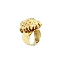 Emerald Diamond Gold Lion Head Ring