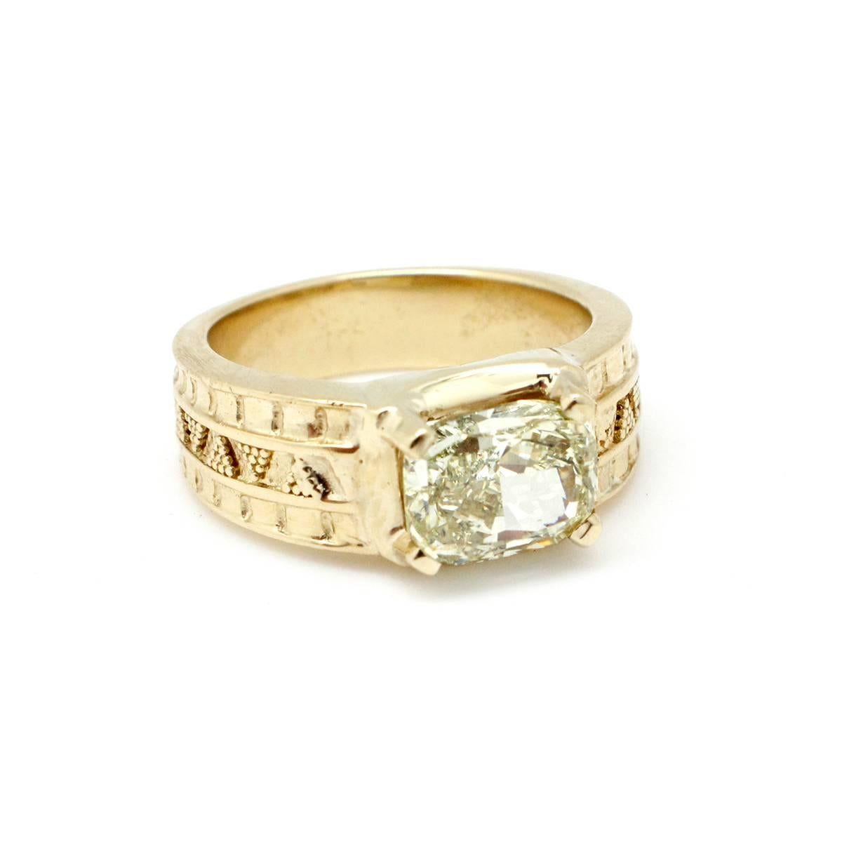 3.87 Carat GIA Cert Fancy Yellow Diamond Gold Custom Men's Ring In New Condition For Sale In Scottsdale, AZ