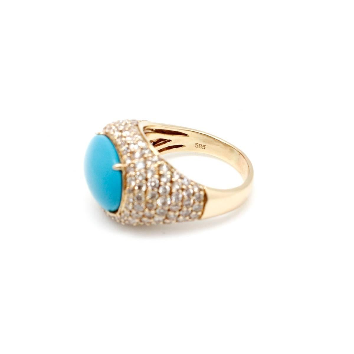 Turquoise Diamond Gold Ring For Sale 1
