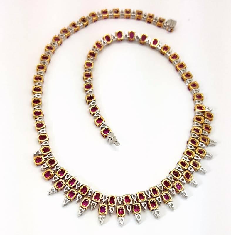 Stunning Ruby Diamond Gold Necklace  1