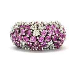 Sabbadini Pink Sapphire Diamond Platinum Flexible Band Ring