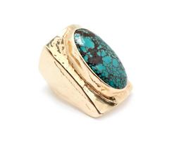 Golden Bough Large 14k Yellow Gold & Turquoise Ring