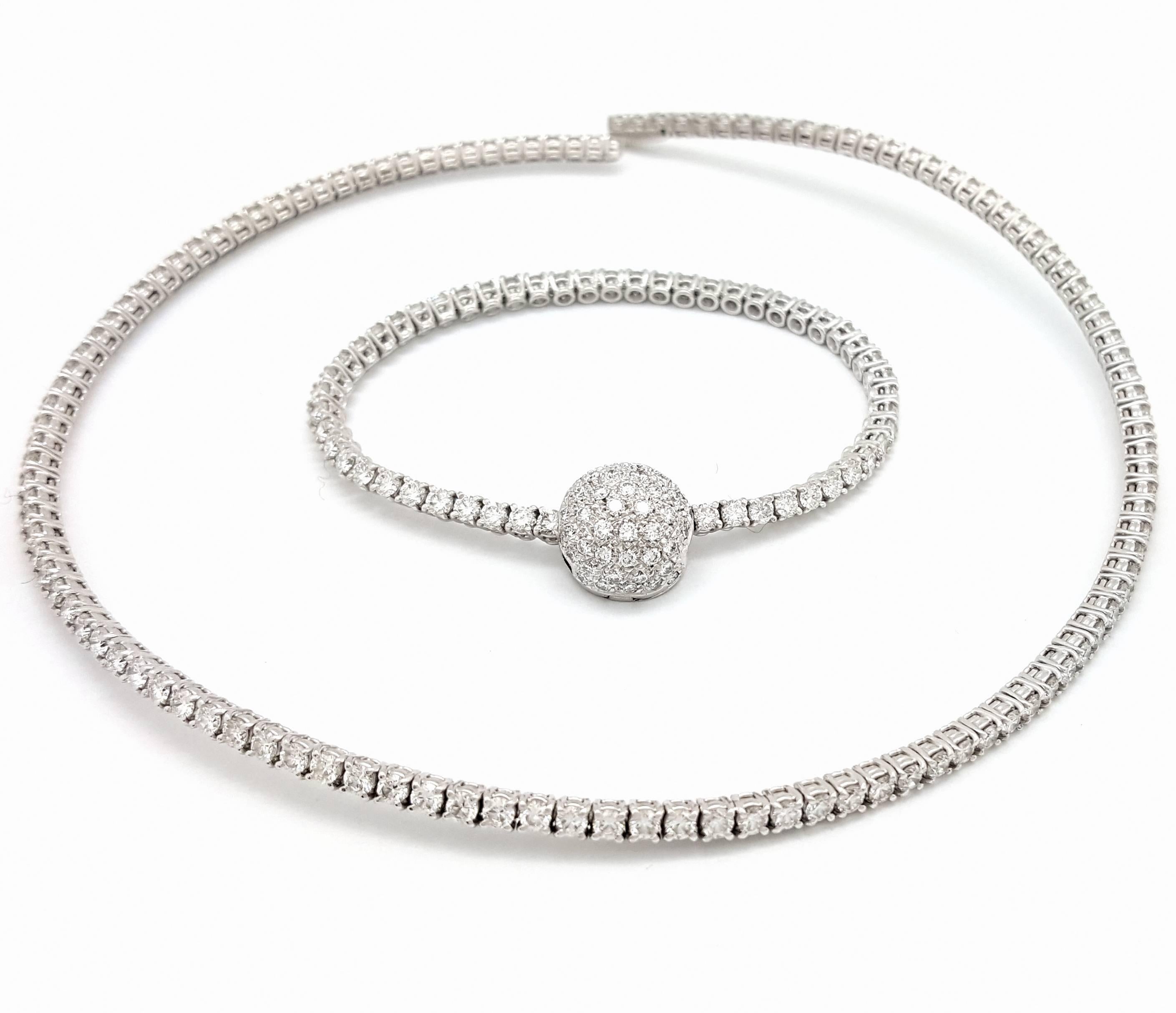 Contemporary Stefan Hafner 11.93 Carats Diamonds Gold Collar Necklace Bracelet For Sale