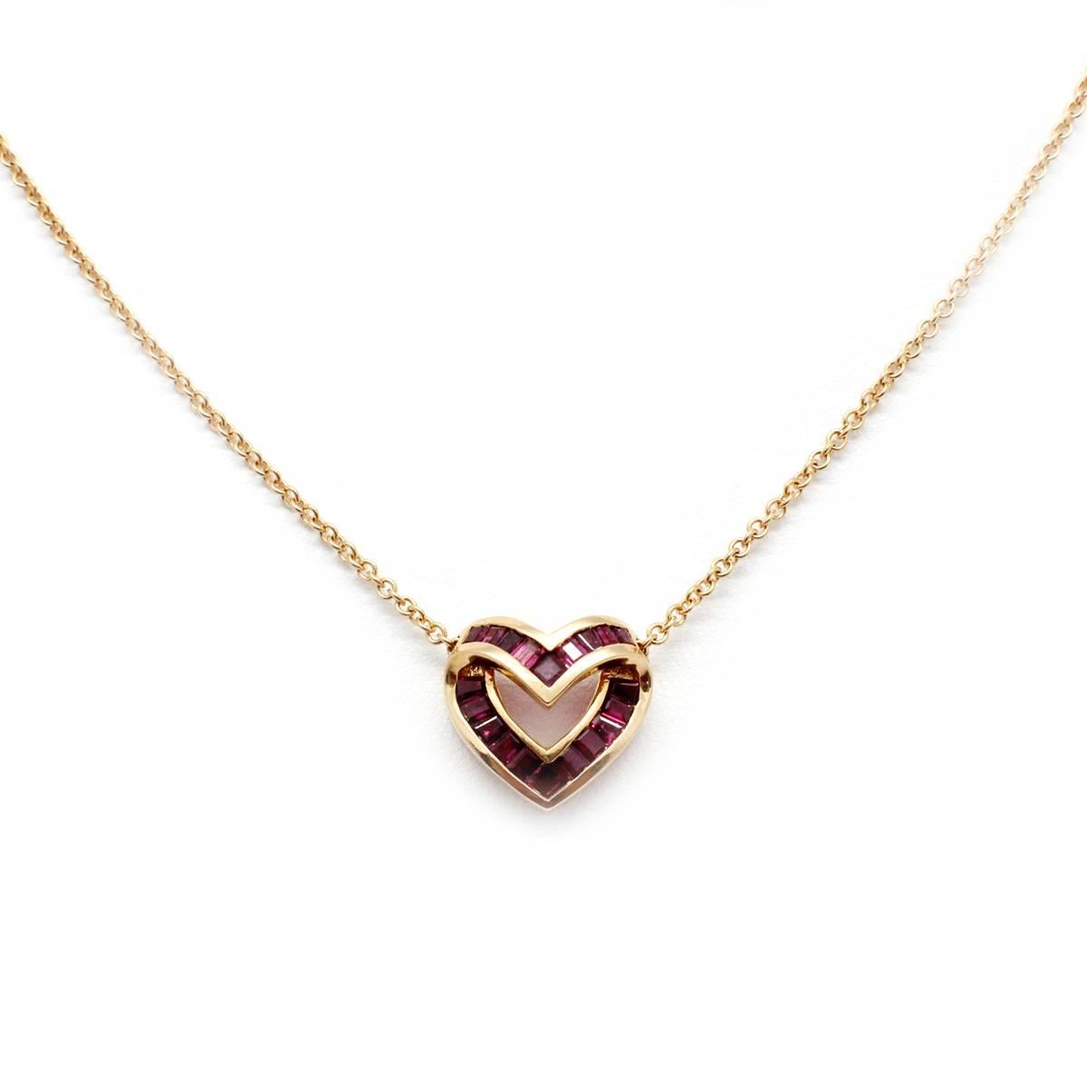 Charles Krypell Signed Elegant Natural 2.00 carats Ruby Baguettes Gold Necklace For Sale 1