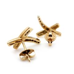 Signed Tiffany & Co. Paloma Picasso Diamond and Gold Signature "X" Earrings