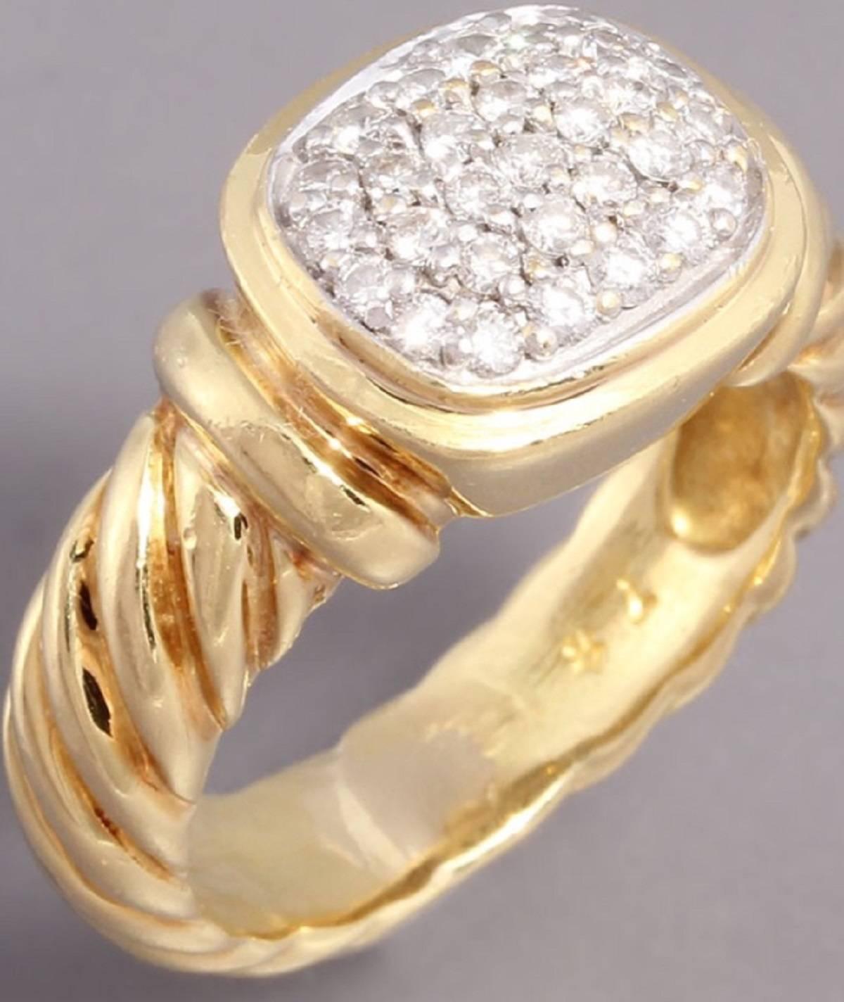 Absolutely Stunning Signed David Yurman Noblesse Collection Diamond Cocktail Ring Handmade in 18k Yellow Gold.

Give your jewelry collection a spark of designer sophistication with this gorgeous David Yurman ring! Part of The David Yurman Noblesse