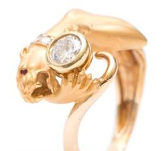Carrera Y Carrera 18kt Gold Panther Ring Ruby Eyes & Diamond Collar Brand New