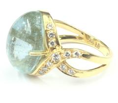 1960's Luth Bijoux French Whimsical Aquamarine & Diamond Gold Ring