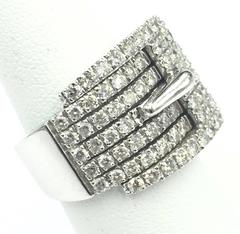 Signed Michael Cristoff Fabulous White Gold and 1.75 Carats Diamonds Buckle Ring