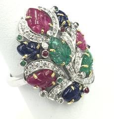 Sapphire Ruby Emerald Diamond Gold  Ring