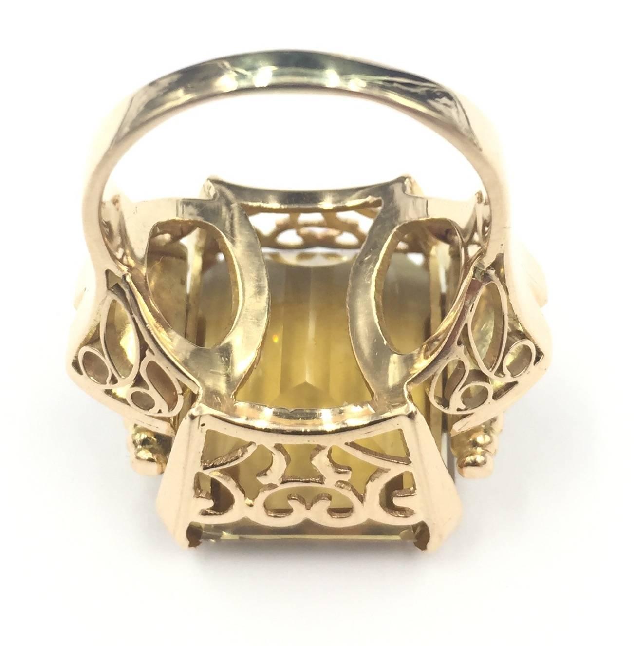 1940s Impressive Retro Rose Gold Citrine and Diamond Ring For Sale 3