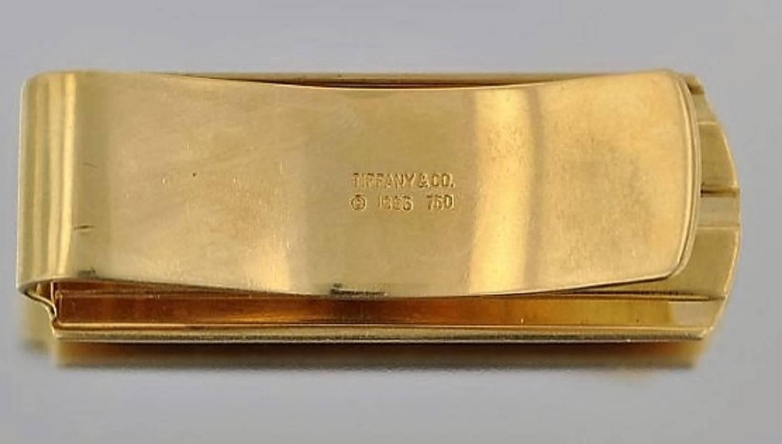 Contemporary Tiffany & Co. Classic 1995 Dashing Gold Money Clip For Sale