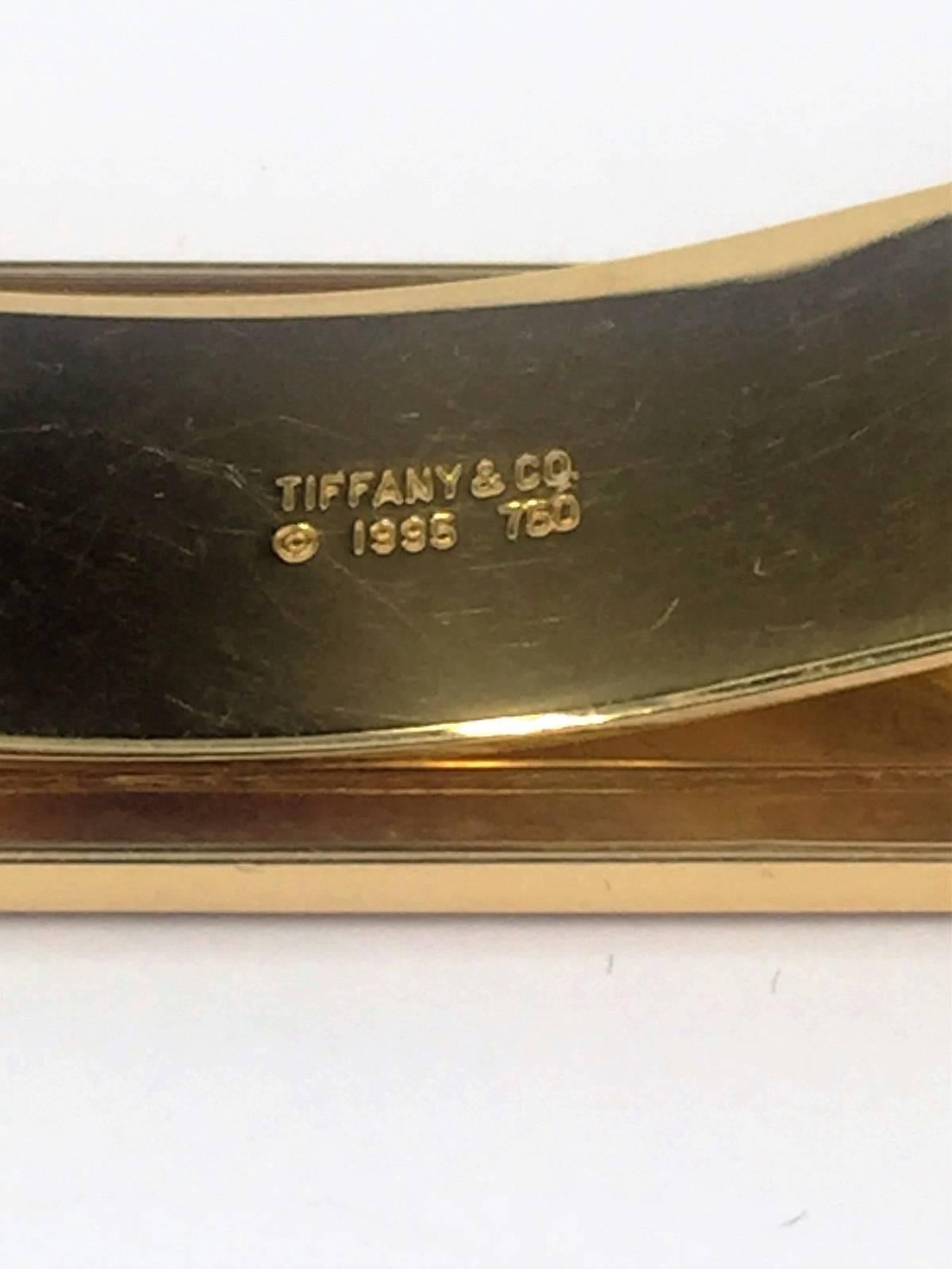 Tiffany & Co. Classic 1995 Dashing Gold Money Clip In Excellent Condition For Sale In Scottsdale, AZ