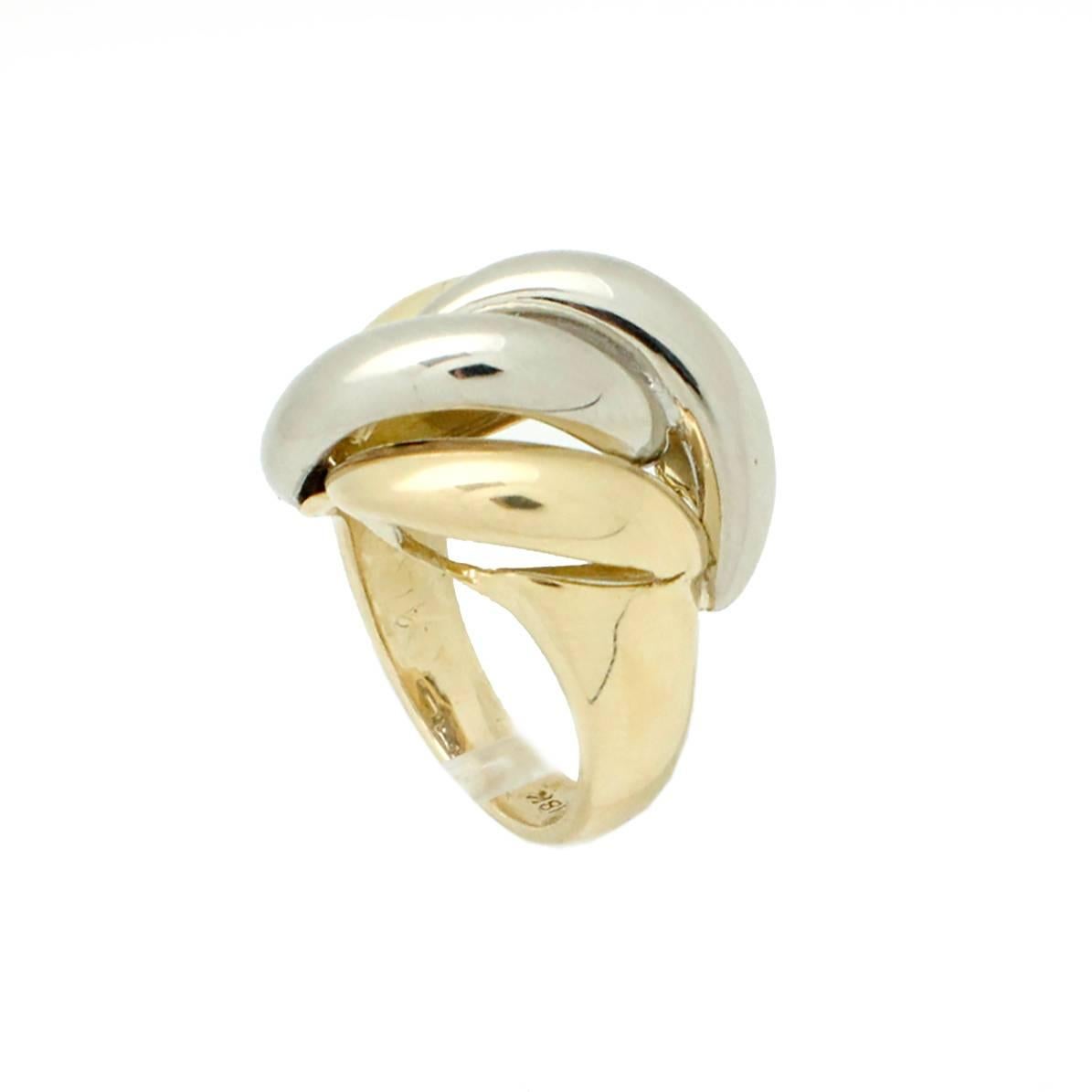 Tiffany & Co. Two Tone 18kt Gold Swirling Motif Ring In Excellent Condition For Sale In Scottsdale, AZ