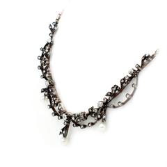 Victorian Era Hand Made Silver on 14kt Rose Gold 1.75 Carats of Diamond Necklace