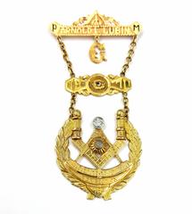 Freemasons Grand Master Enamel Moonstone Diamond Gold Pendant