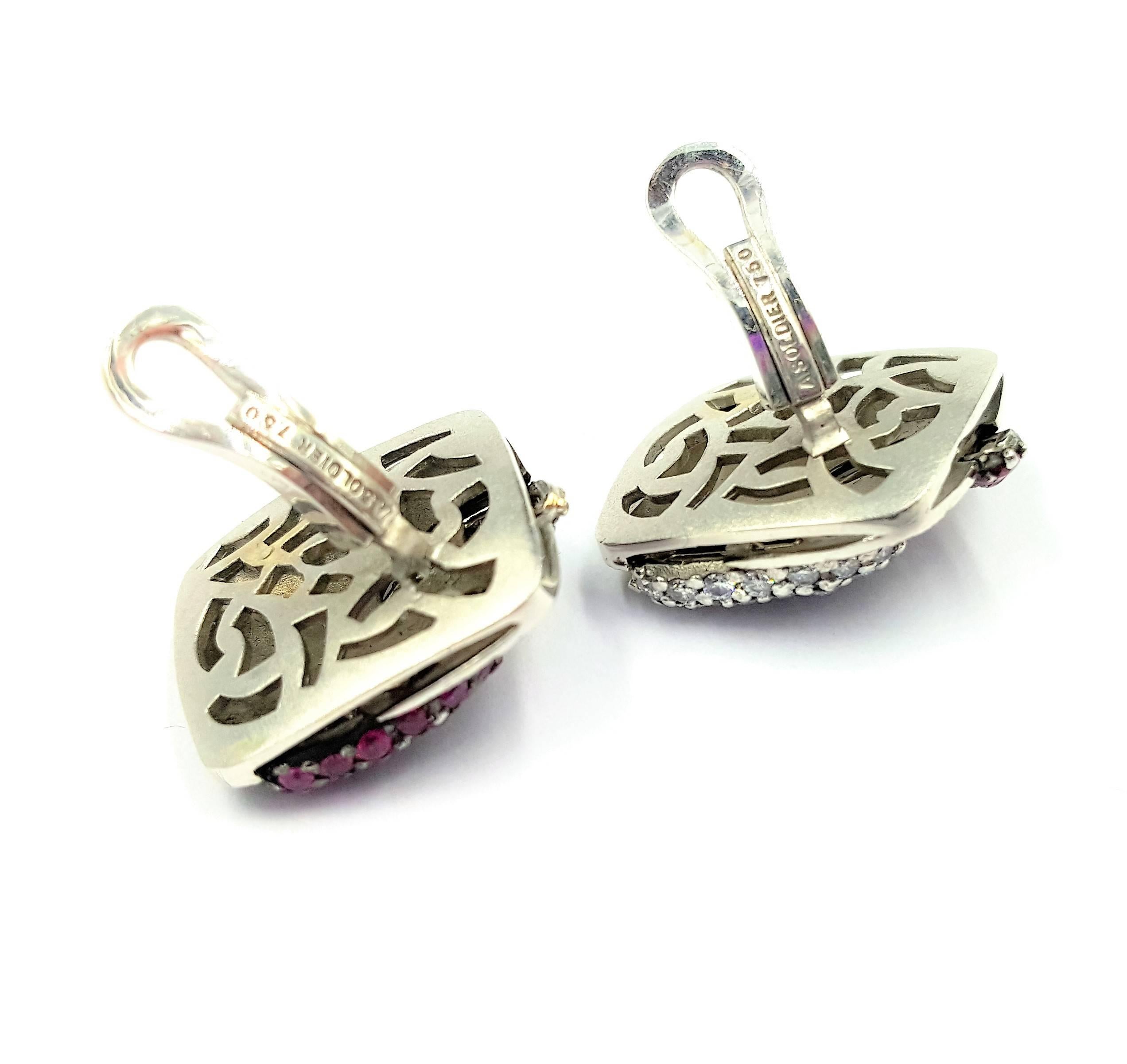 Alex Soldier Swirls of the Earth Ruby Diamond Gold Earrings 3