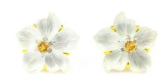 Seaman Schepps ​Rock Crystal Yellow Sapphire Gold ​Clematis Flower Earrings