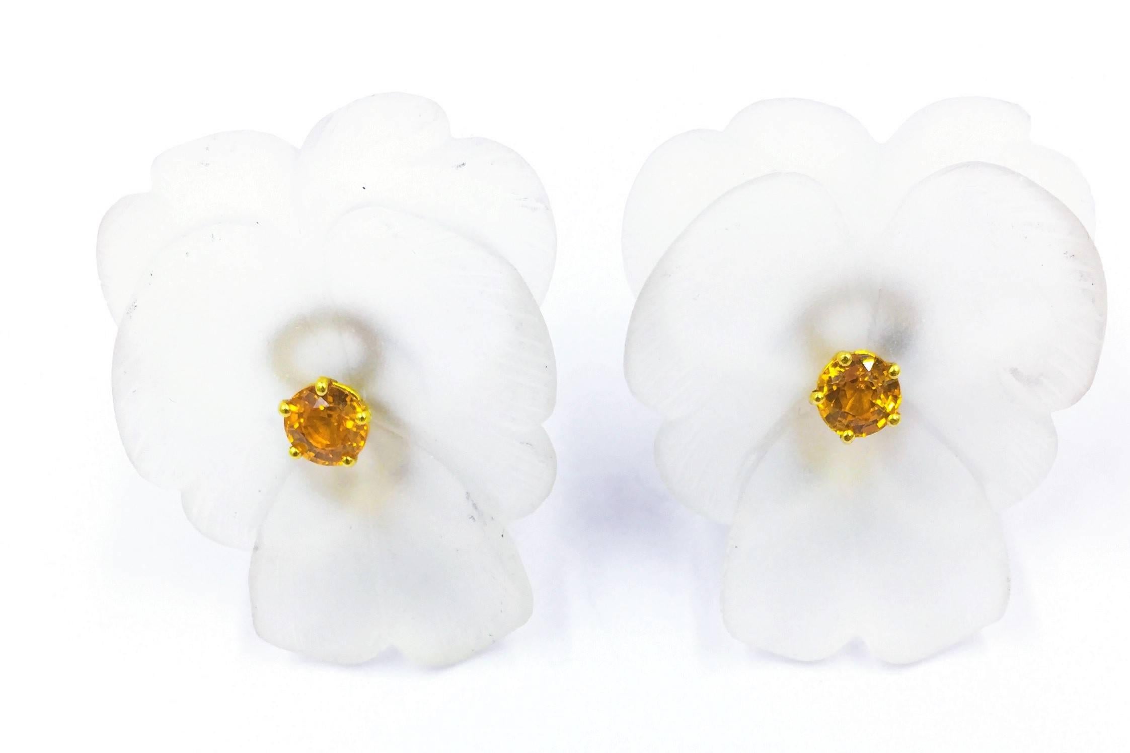Tiffany & Co. Paloma Picasso's Unique Rock Crystal and Yellow Sapphire Earrings In Excellent Condition In Scottsdale, AZ