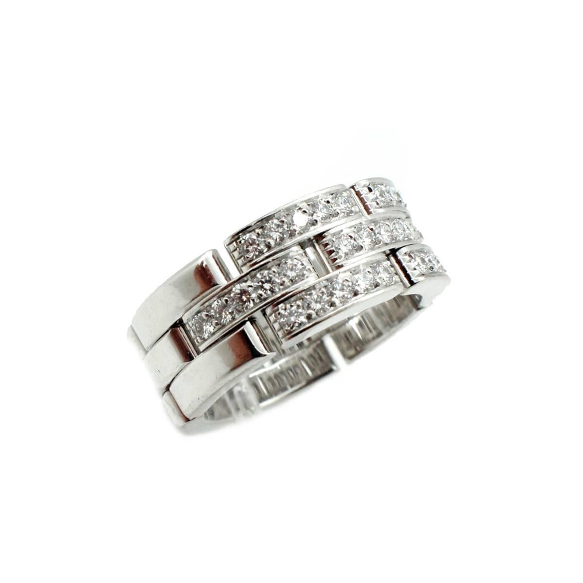 Contemporary Signed Stunning Cartier France Diamond 18k Gold Maillon Panthere de Cartier Ring