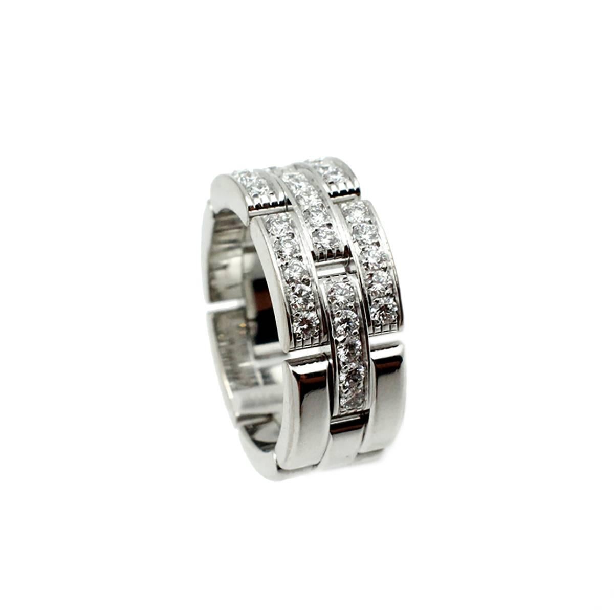 Signed Stunning Cartier France Diamond 18k Gold Maillon Panthere de Cartier Ring In Excellent Condition In Scottsdale, AZ