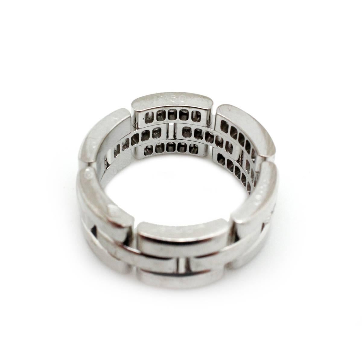 Women's or Men's Signed Stunning Cartier France Diamond 18k Gold Maillon Panthere de Cartier Ring