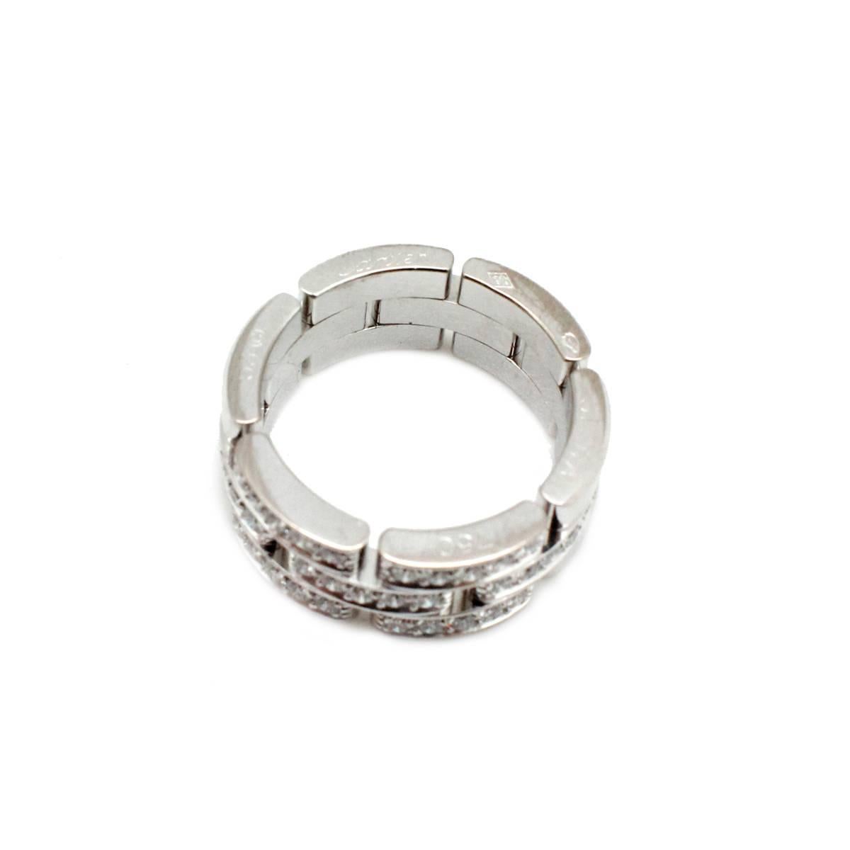 Signed Stunning Cartier France Diamond 18k Gold Maillon Panthere de Cartier Ring 1