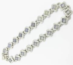 David Yurman Rare Chalcedony Diamond Gold Quatrefoil Necklace