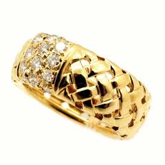 Tiffany & Co. Signature Vannerie Collection Diamond & 18kt Gold Band Ring