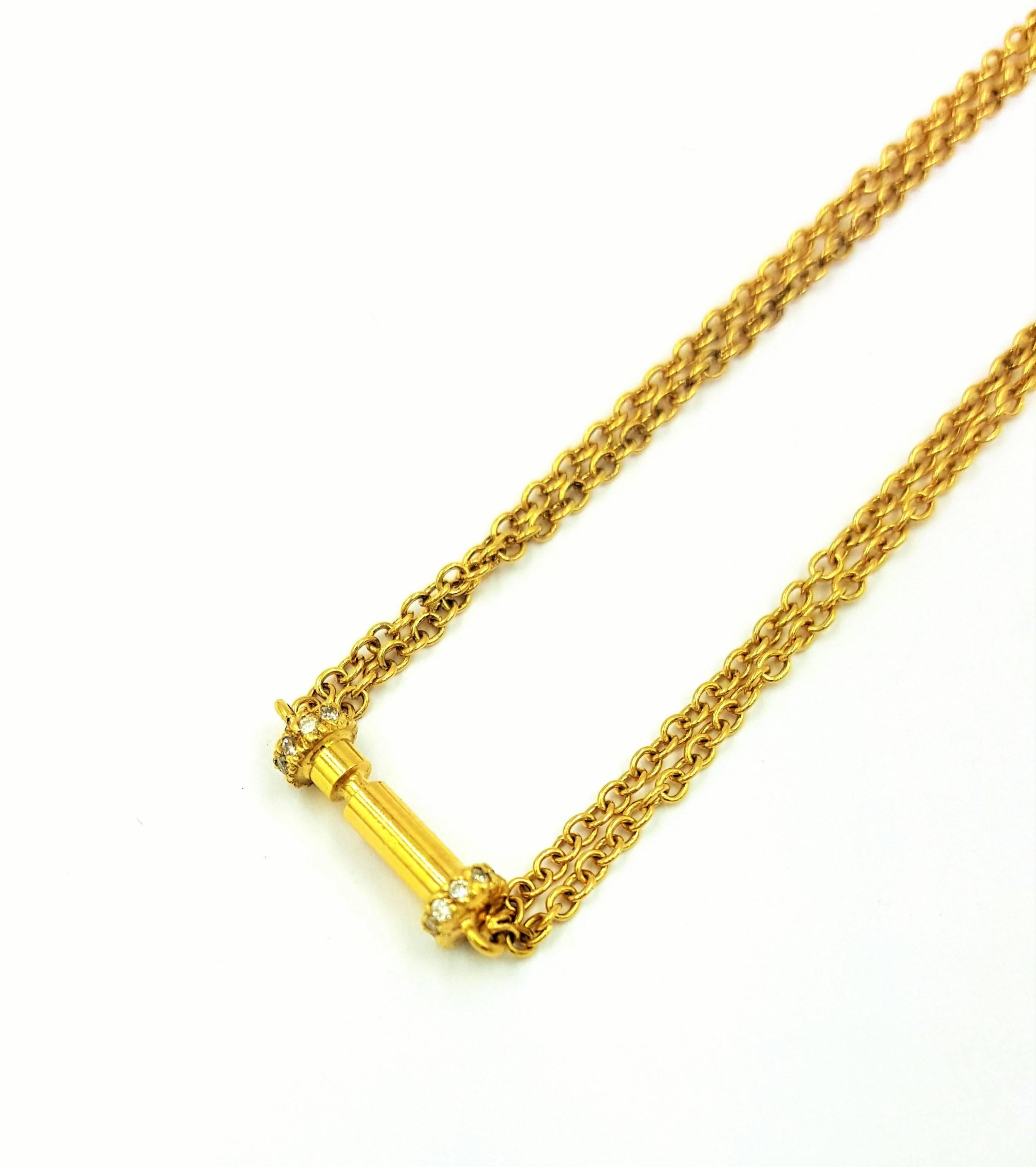 Organic Contemporary Diamonds & Pearl 18kt Yellow Gold Necklace For Sale 5