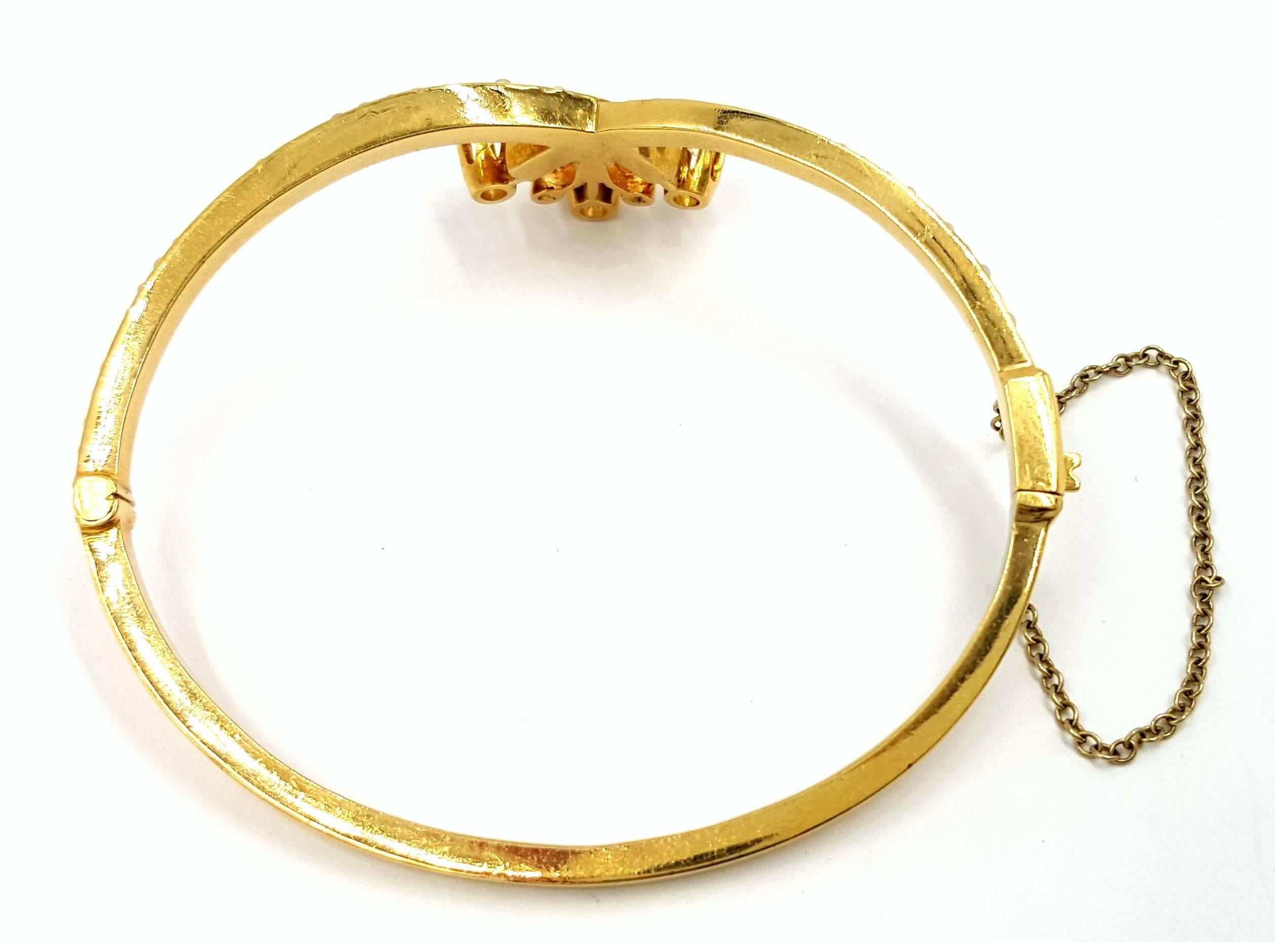 1960's Gorgeous Revival Seed Pearl & Diamond Gold Crossover Bracelet 2
