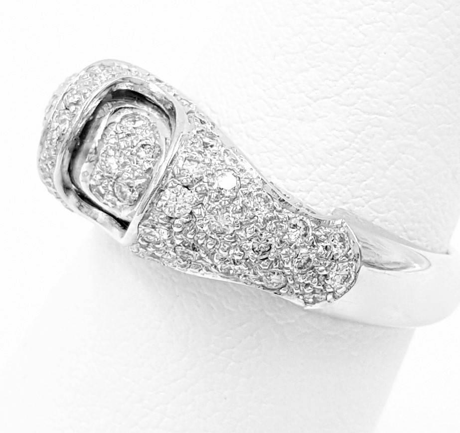Contemporary Signed Vasteros Italy Saddle 2.10 Carats of Diamonds & 18kt White Gold Ring