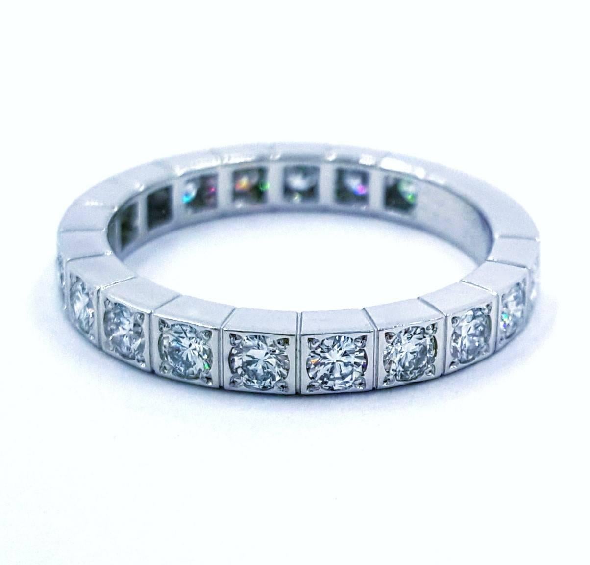 Contemporary Cartier Lanieres Collection 1.00 Carat of Diamonds & 18kt White Gold Band Ring For Sale