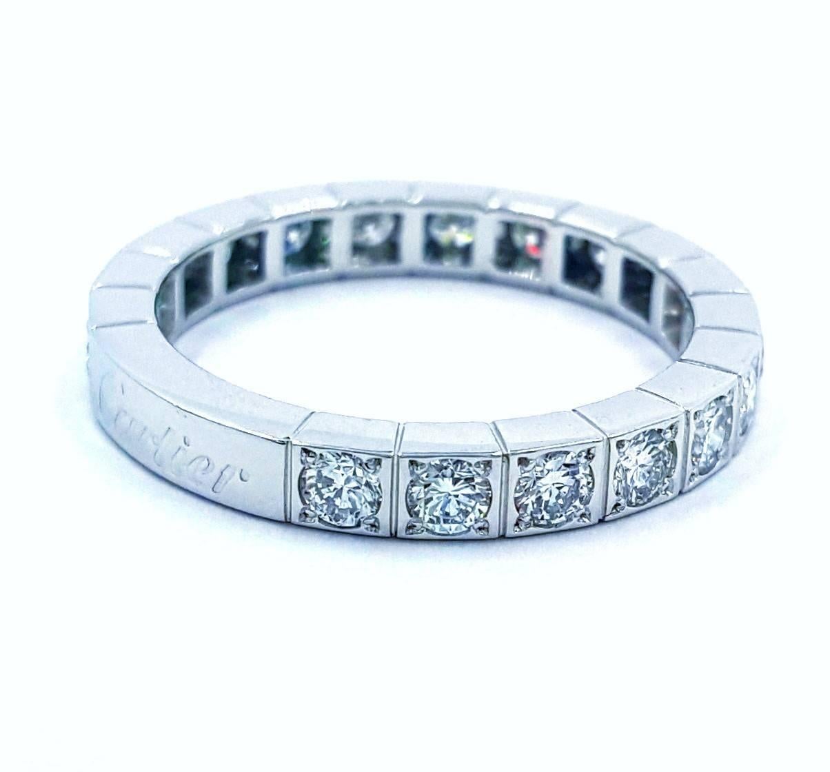Cartier Lanieres Collection 1.00 Carat of Diamonds & 18kt White Gold Band Ring In New Condition For Sale In Scottsdale, AZ