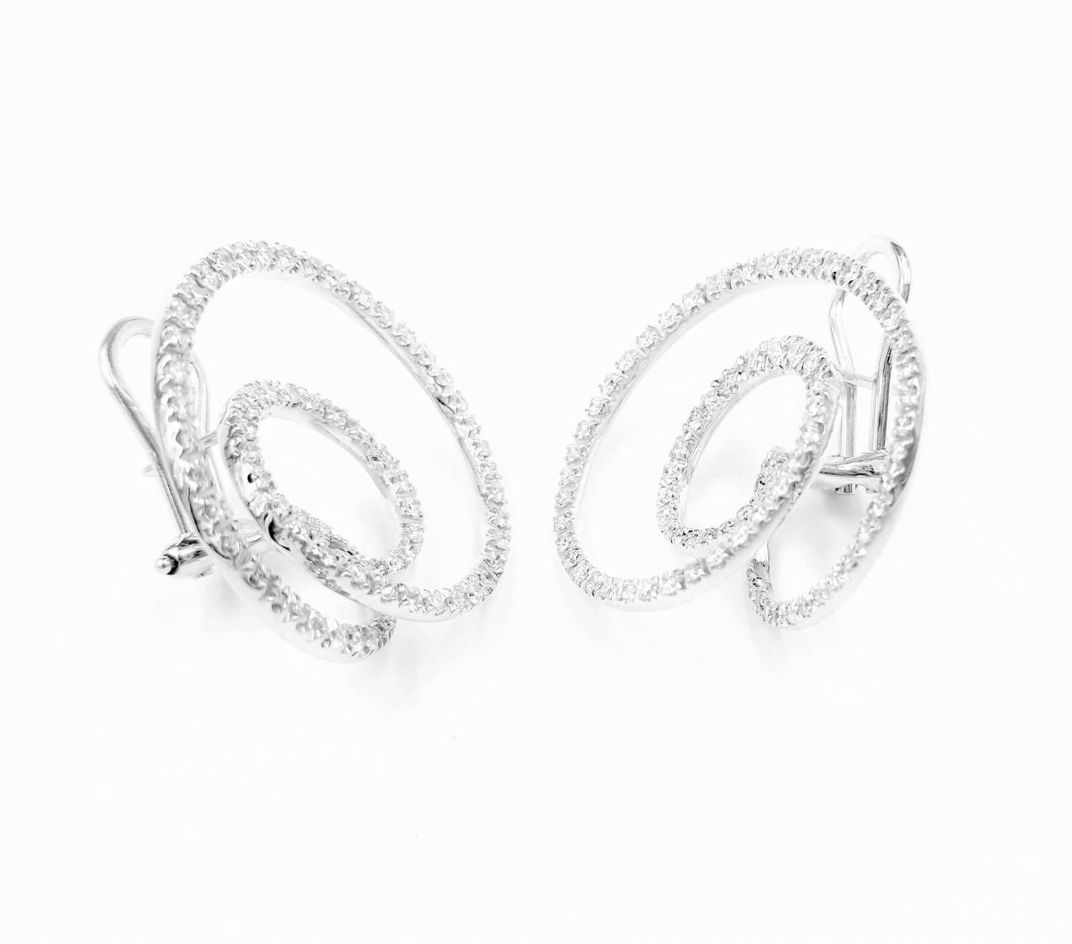 Tous Lyra Italy Swirl 3.50 Carats of Diamonds Set in 18kt White Gold Earrings In New Condition For Sale In Scottsdale, AZ