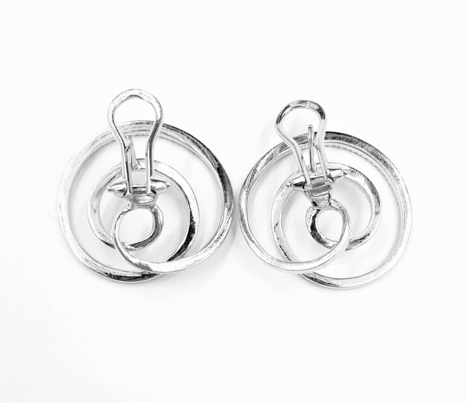 Tous Lyra Italy Swirl 3.50 Carats of Diamonds Set in 18kt White Gold Earrings For Sale 2